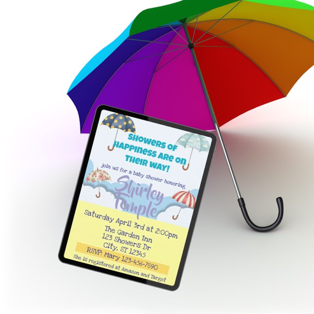 Convites Chuva de Felicidade Guarda-Chuva Baby Shower (Criador carregado)