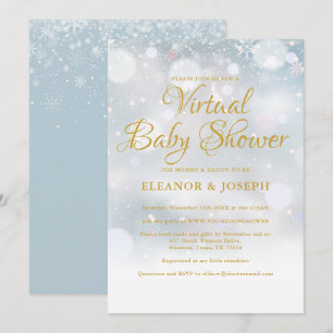 Convites Chuva de Festa Virtual de Bebê no Inverno