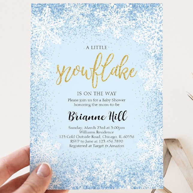Convites Chuva de Flocos de Neve Azul Baby Shower (Criador carregado)