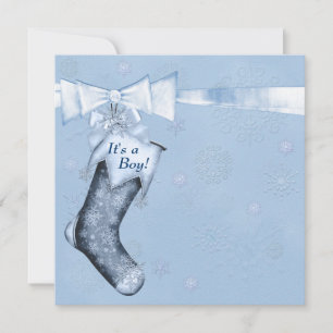 Convites Chuva de Flocos de Neve Azul Branco de Inverno par