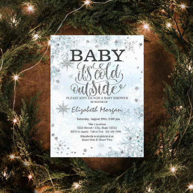 Convites Chuva de Flocos de Neve Baby Shower (Criador carregado)