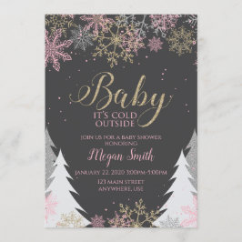 Convites Chuva de flocos de neve Baby Shower Bebê É Frio Lá