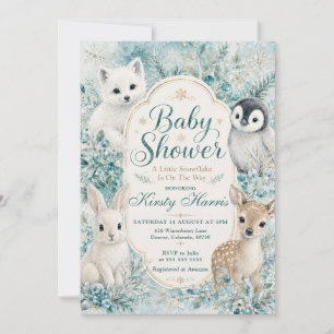 Convites Chuva de Flocos de Neve Baby Shower de Inverno