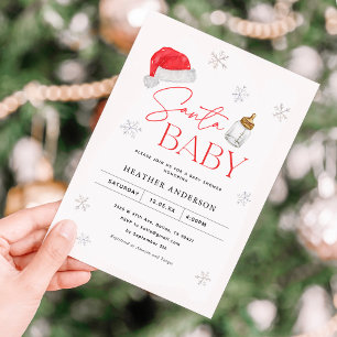 Convites Chuva de flocos de neve Bebê Papai Noel Natal Chuv