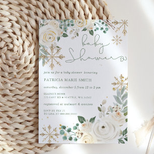 Convites Chuva de Flocos de Neve de Natal Baby Shower sem G