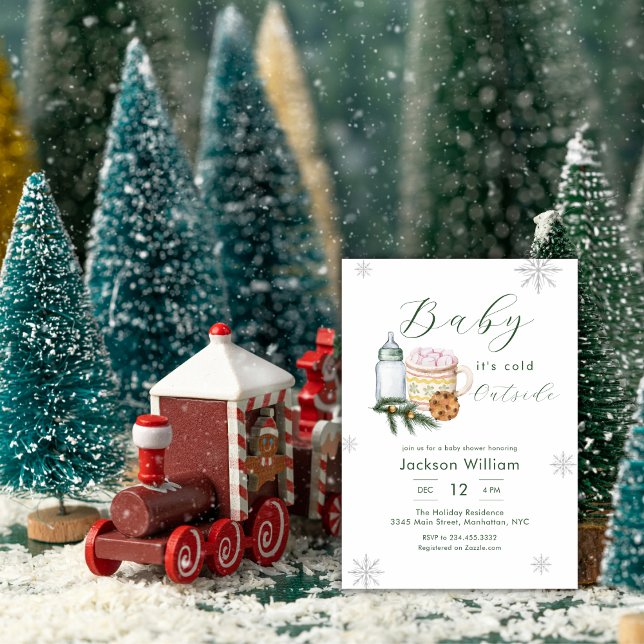 Convites Chuva de Flocos de Neve Neutra em Gênero para Chás (Gender Neutral Snowflake Winter Baby Shower Invitation)