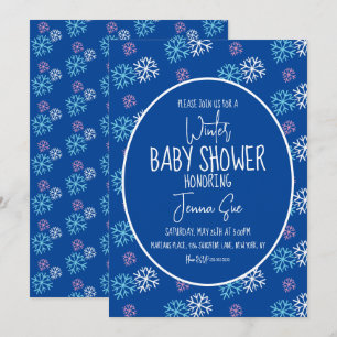 Convites Chuva de Flocos de Neve Rosa Azul Baby Shower