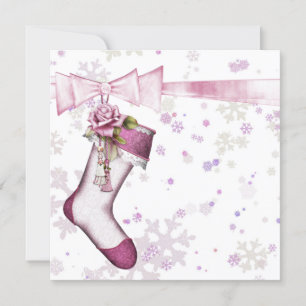Convites Chuva de Flocos de Neve Rosa no Inverno Branco Bab