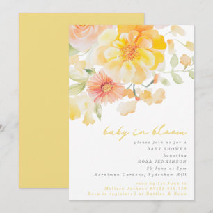 Convites Chuva de Flor Amarela Bebê em Flor Baby Shower de 