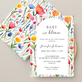 Convites Chuva de Flores Aquarela Baby Shower