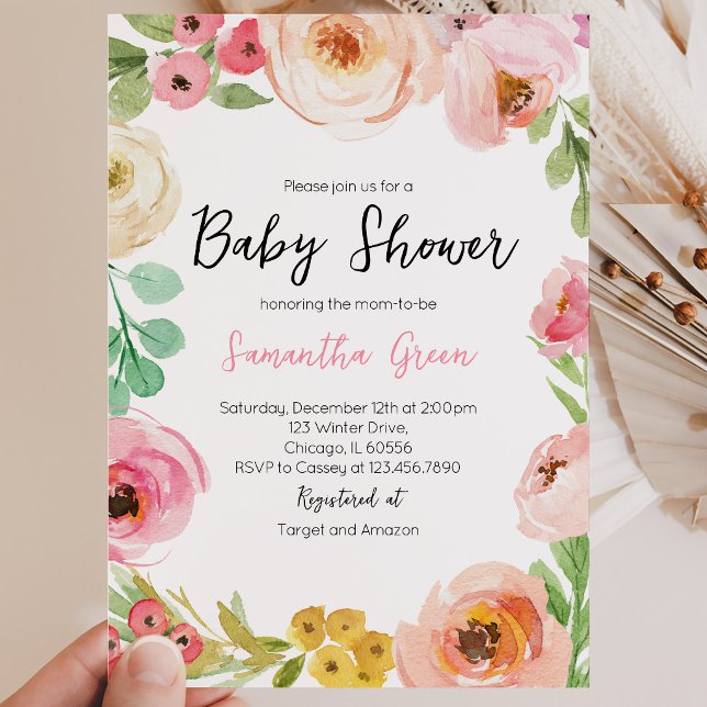 Convites Chuva de Flores Baby Shower (Criador carregado)