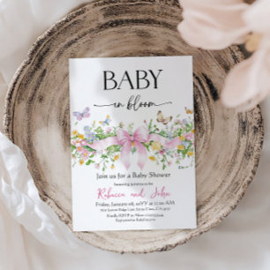 Convites Chuva de Flores Bebê Floral em Flor Laço Chã Bebê 