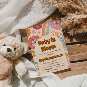 Convites Chuva de Flores Boho Bebê em Flor Chá de Bebê
