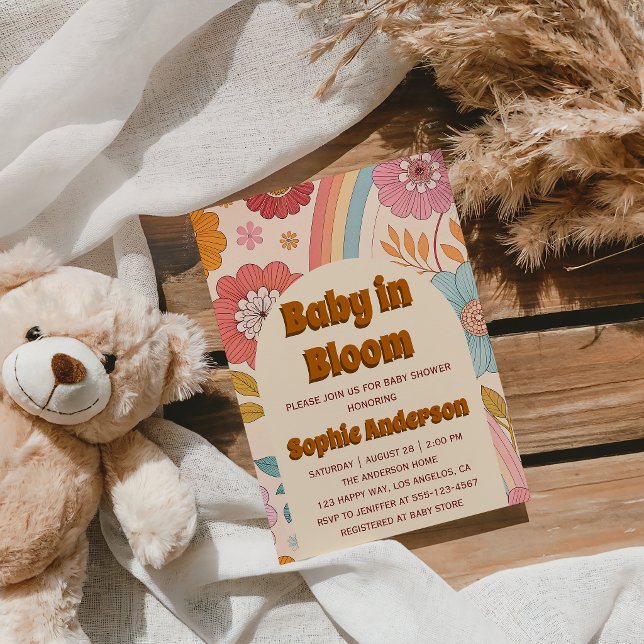 Convites Chuva de Flores Boho Bebê em Flor Chá de Bebê (Criador carregado)