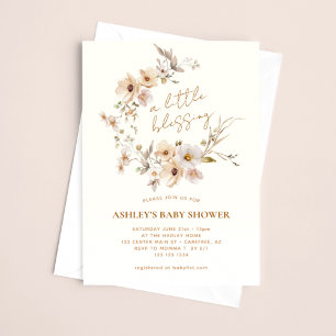 Convites Chuva de Flores Boho Bênçãos Baby Shower