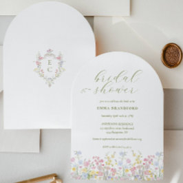 Convites Chuva de Flores Boho Elegante Chá de Noiva