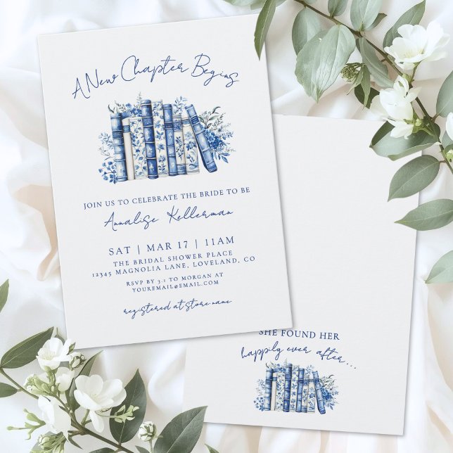 Convites Chuva de Flores Capítulo Novo Noivado (Book New Chapter Floral Bridal Shower Invitati Invitation)