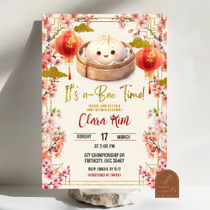 Convites Chuva de Flores de Ameixa Chinesa Bao Baby Shower