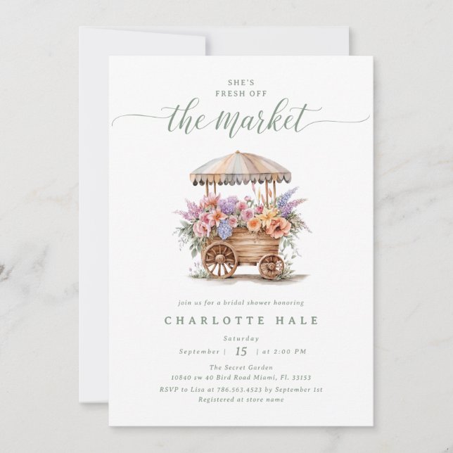 Convites Chuva de Flores de Casamento Recém-chegada ao Merc (Frente)