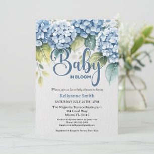 Convites Chuva de Flores de Hortênsia Azul "Bebê em Flor"