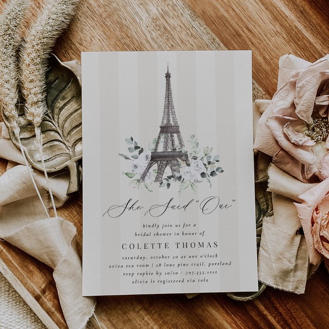 Convites Chuva de Flores de Paris Torre Eiffel Noivado (Criador carregado)