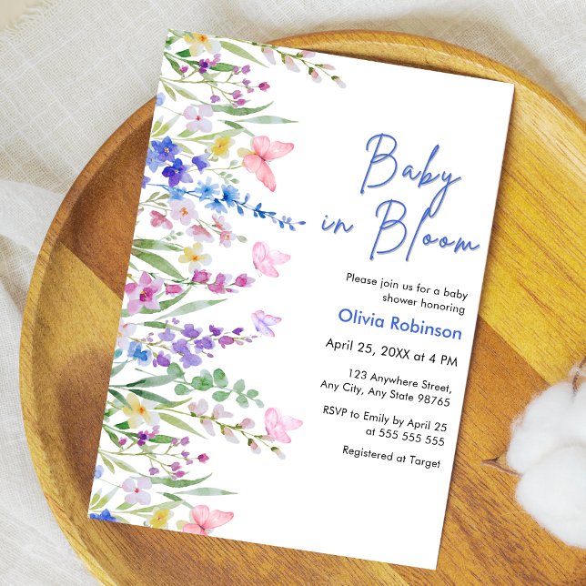 Convites Chuva de Flores de Primavera Baby Shower  (Floral Spring Baby in Bloom Baby Shower Invitation )