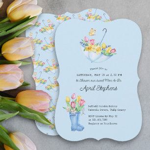 Convites Chuva de Flores de Primavera para a Futura Mamãe -