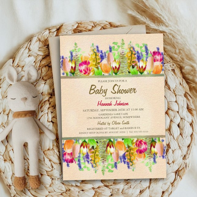 Convites Chuva de Flores de Primavera para Baby Shower (Criador carregado)