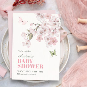 Convites Chuva de flores de Sakura baby shower
