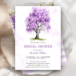 Convites Chuva de Flores de Wisteria Roxa para Chá de Noiva