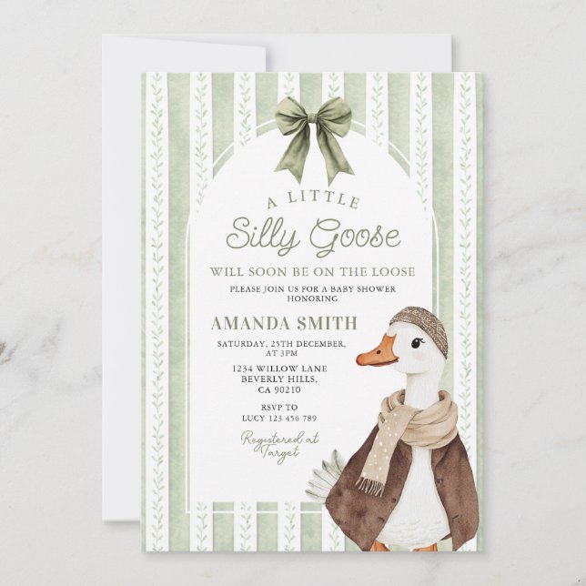 Convites Chuva de Flores Elegante da Fazenda Silly Goose pa (Frente)