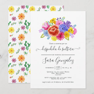 Convites Chuva de flores em aquarela Fiesta espanhola Chá d
