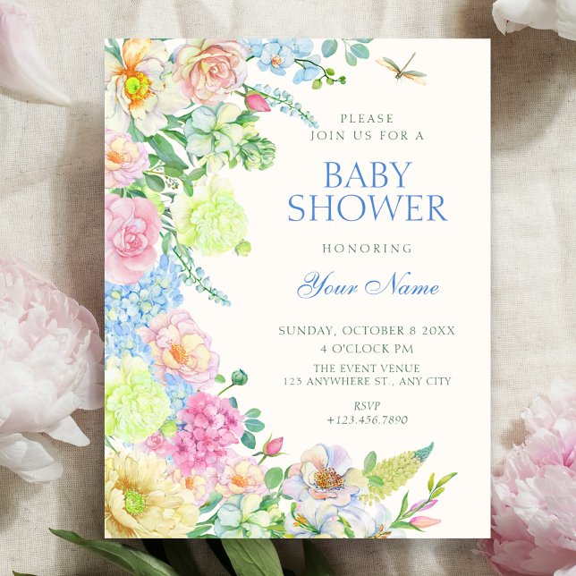 Convites Chuva de flores estética para chá de bebê (Criador carregado)