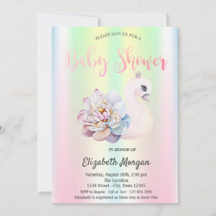 Convites Chuva de Flores Iridescente Holográfica Baby Showe
