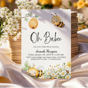 Convites Chuva de Flores Rústicas Oh Bebê Abelha Chá de Beb