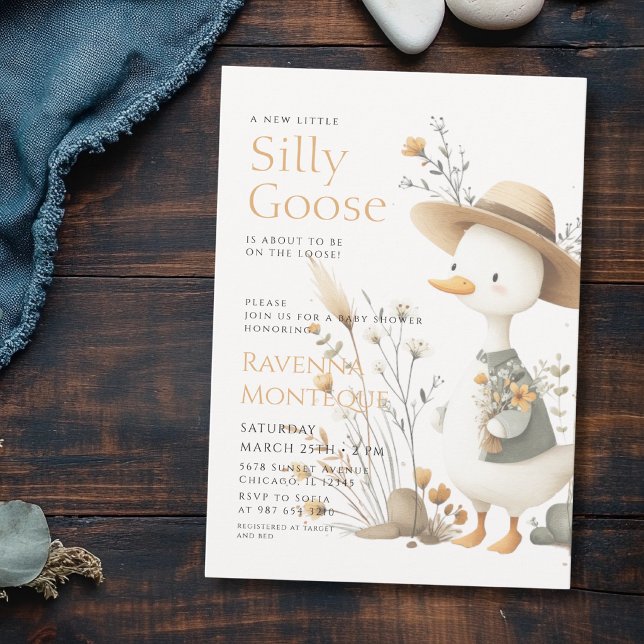 Convites Chuva de Flores Silly Goose Flor de Floresta Baby  (Criador carregado)
