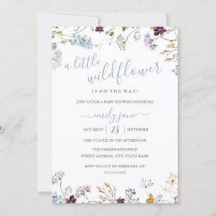 Convites Chuva de Flores Silvestres Azul Nature Baby Shower