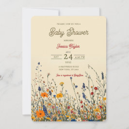 Convites Chuva de Flores Silvestres Boho Baby Shower