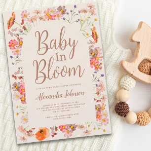 Convites Chuva de Flores Silvestres Chá de Bebê Menina