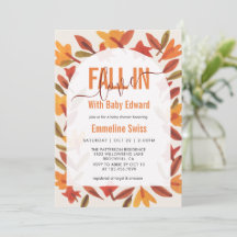 Chuva de Folhas de Outono em Aquarela Baby Shower