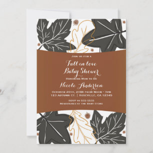 Convites Chuva de Folhas e Bolotas de Outono Baby Shower Fa