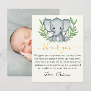 Convites Chuva de Folhas Elefante Neutro Chá de Bebê