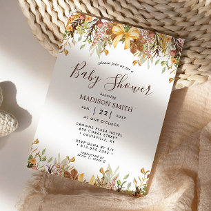 Convites Chuva de Folhas Florais de Gênero Neutro Baby Show
