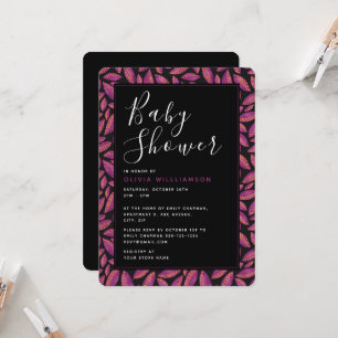 Convites Chuva de Folhas Roxas Baby Shower
