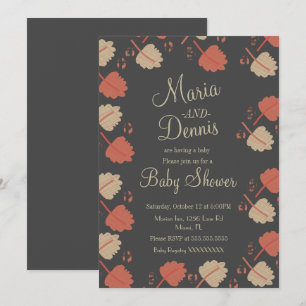 Convites Chuva de Folhas Simples Terracota Neutro Baby Show