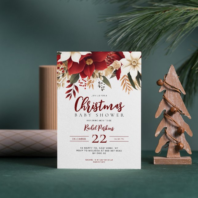 Convites Chuva de Frutas de Pinheiro de Natal para Bebê Uni (Criador carregado)
