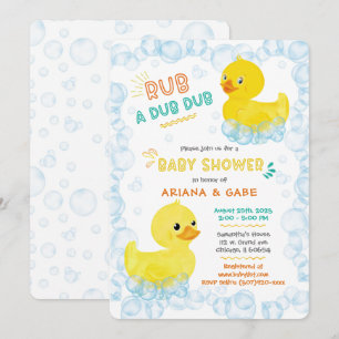 Convites Chuva de Gêmeos Pato de Borracha Baby Shower