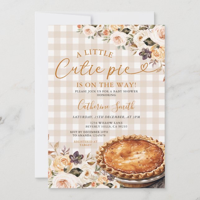 Convites Chuva de Gingham Um Pequeno Bolo de Natal Shower A (Frente)