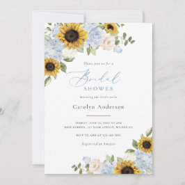 Convites Chuva de Girassóis Azul Floral Rústico Chá de Noiv