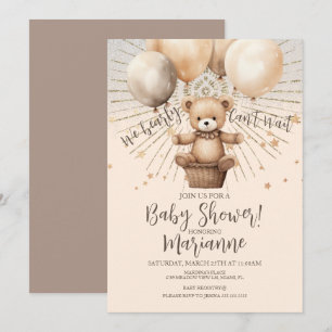 Convites Chuva de Glitter Chá de Bebê Urso Boêmio Rústico